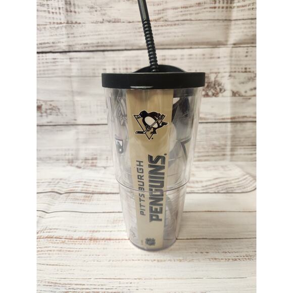 Pittsburg Penguins Hockey Tervis Tumbler 24oz NHL With Straw and Lid Clear Logo - Picture 3 of 9